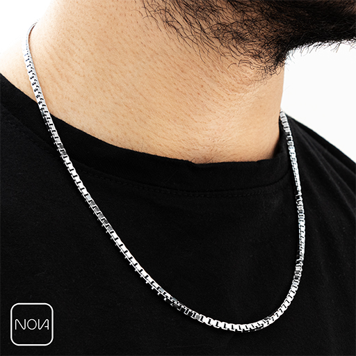 زنجیر نقره ونیزی مردانه کد 0251218
