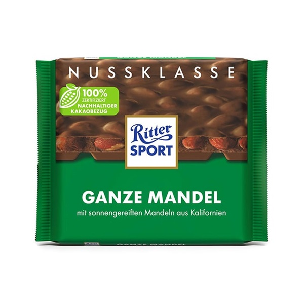 شکلات ریتر اسپرت بادام کامل 100 گرمی | Ritter Sport Ganze mandel Chocolate 100gr