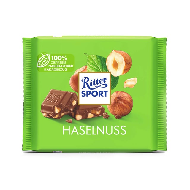 شکلات ریتر اسپرت با تکه های فندق 100 گرمی | Ritter Sport Haselnuss chocolate 100gr