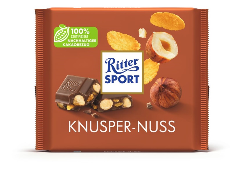 شکلات ریتر اسپرت با فندق و کرن فلکس 100 گرمی | RITTER SPORT KNUSPER-NUSS Chocolate 100g