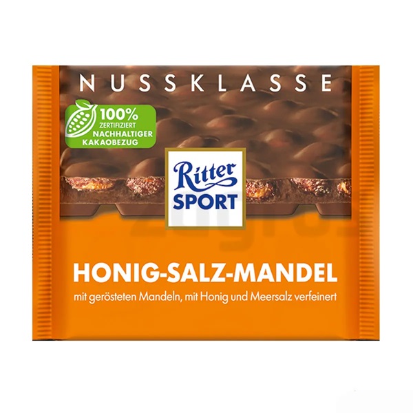 شکلات ریتر اسپرت بادام عسلی نمکی 100 گرمی | Ritter Sport Honig-Salz-Mandel Chocolate 100 gr
