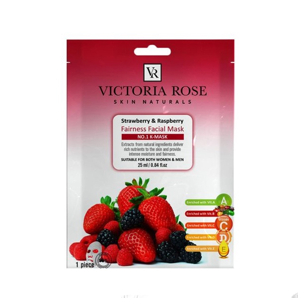 ماسک ورقه ای صورت توت فرنگی و تمشک ویکتوریا رز 25 گرم | Strawberry And Raspberry Face Sheet Mask 25g