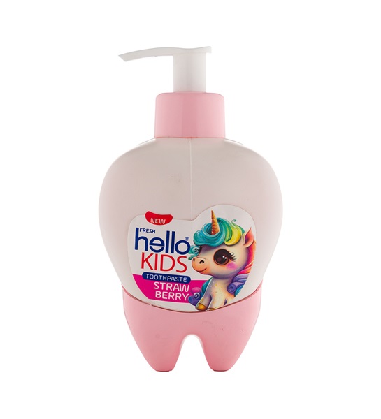 خمیر دندان پمپی توت فرنگی کودک هلو فرش مدل 07 پونی حجم 250 گرم | Hello Fresh 07 Pumpy Toothpaste Kid 250 g
