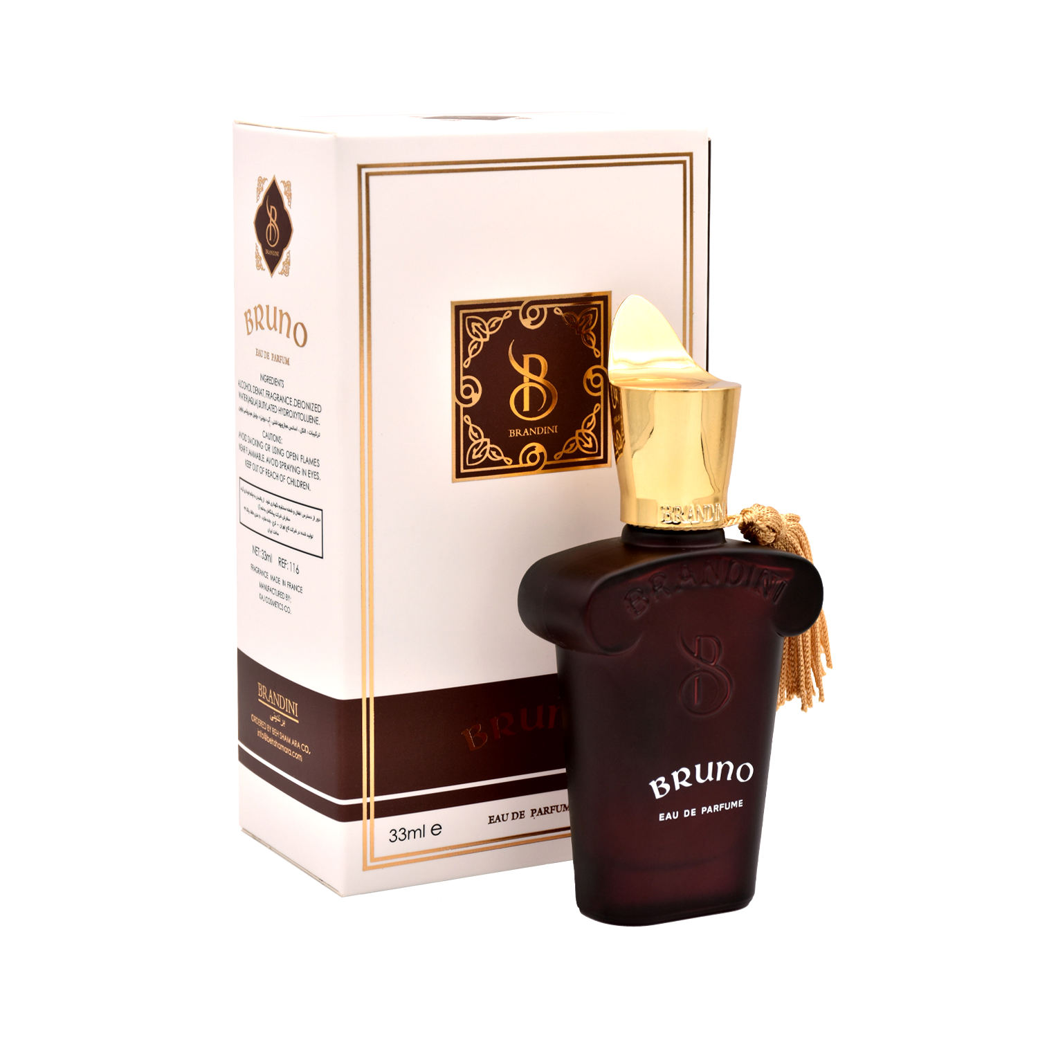 عطر جیبی مردانه و زنانه برندینی مدل برونو Bruno حجم 33 میلی لیتر | Brandini Bruno Eau De Parfum for women and men 33 ml