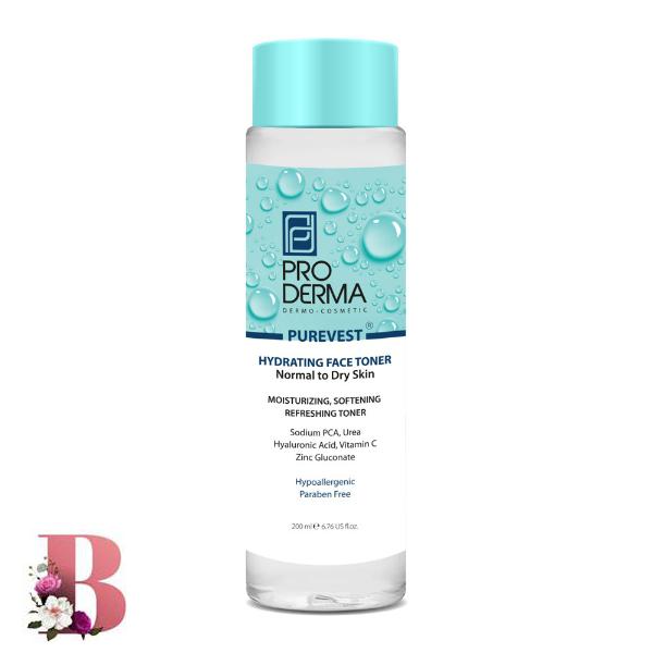تونر آبرسان پوست معمولی تا خشک پرودرما حجم 200 میلی لیتر | Proderma Purevest Hydrating Face Toner For Normal to Dry Skin