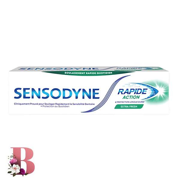 خمیر دندان سنسوداین rapid action مدل اکترا فرش حجم 75میلی لیتر | Sensodyn Rapid Action Extra Fresh ToothPaste 75ml