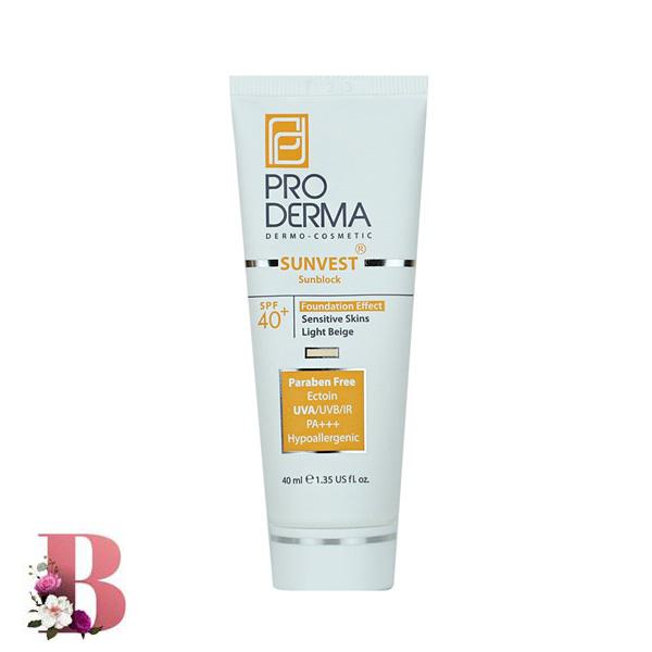 کرم ضد آفتاب فیزیکال + SPF 40 پرودرما بژ روشن 40 میلی لیتر | Physical sunscreen + SPF 40 Proderma light beige 40 ml