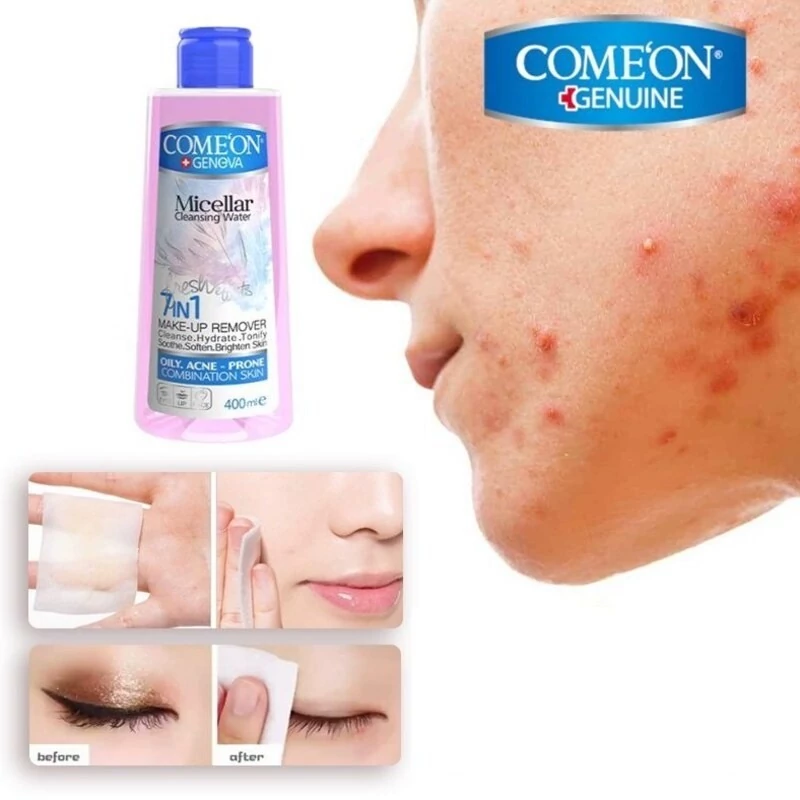 میسلار واتر کامان ComeOn - محلول آرایش پاک کن - برای پوست چرب - حجم 400 میل - تقویت کننده، مرطوب کننده، پاک کننده، نرم