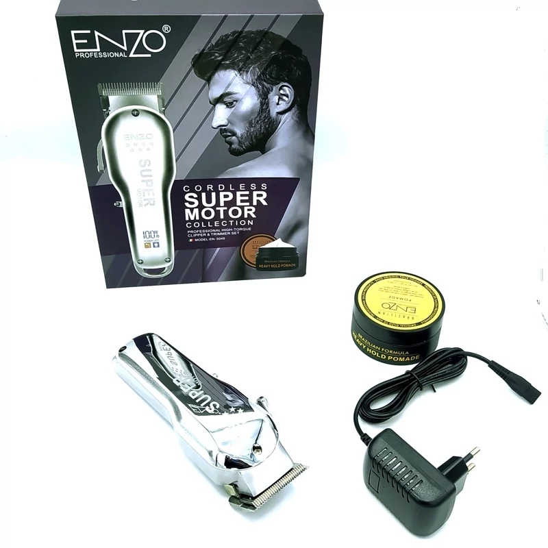 ماشین اصلاح سر و صورت انزو حرفه ای ،دارای بدنه استیل ،تیغ تیتانیومی،باتری لیتیم تقویت شده ،قدرت متور 6 هزار،