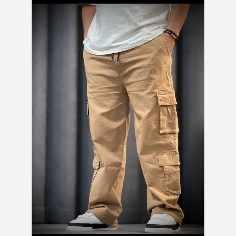 شلوار کارگو کتان مردانه پارچه سنگشور کارگو کتان7جیب