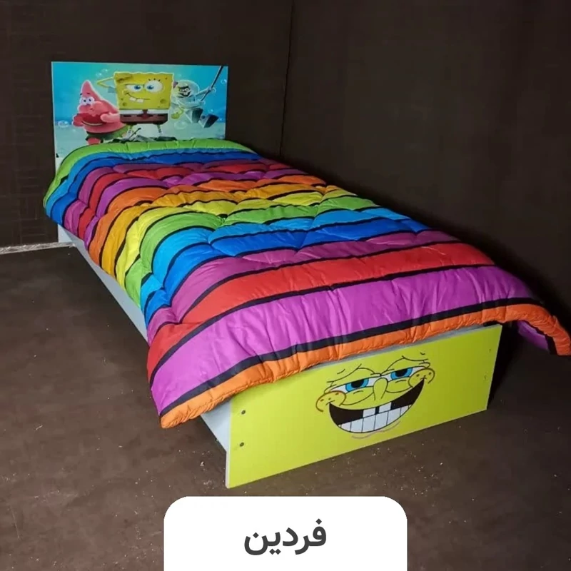 تخت خواب یک نفره کینگ (عرض 120) مدل باب اسفنجی - رنگبندی 20 عددی