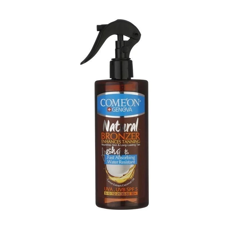 اسپری برنزه کننده بدن کامان SPF5 رنگ طلایی و مرطوب کننده پوست