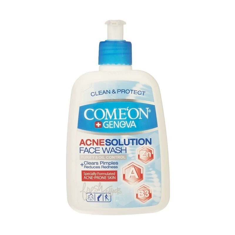 ژل شستشوی صورت مخصوص پوست دارای جوش و چرب کامان ComeOn - مدل Acne Solution حجم 500 میل - آبرسان پوست کد 403