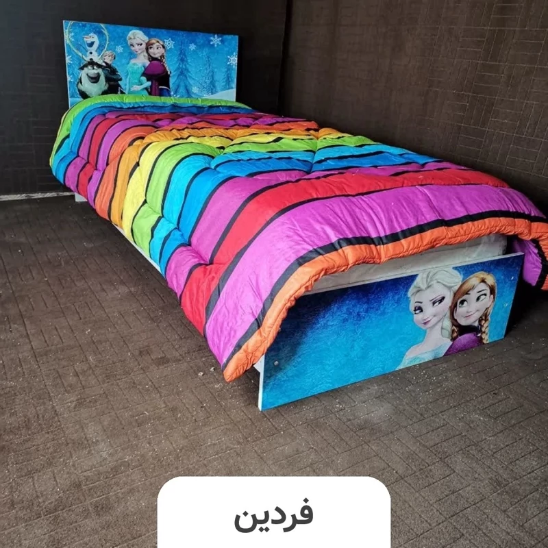 تخت خواب یک نفره (عرض 90) مدل السا و آنا فروزن - رنگبندی 20 عددی