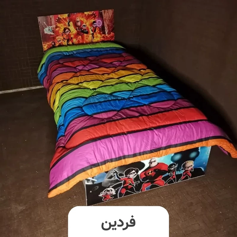 تخت خواب دو نفره کینگ (عرض 180) مدل ابر قهرمان - رنگبندی 20 عددی
