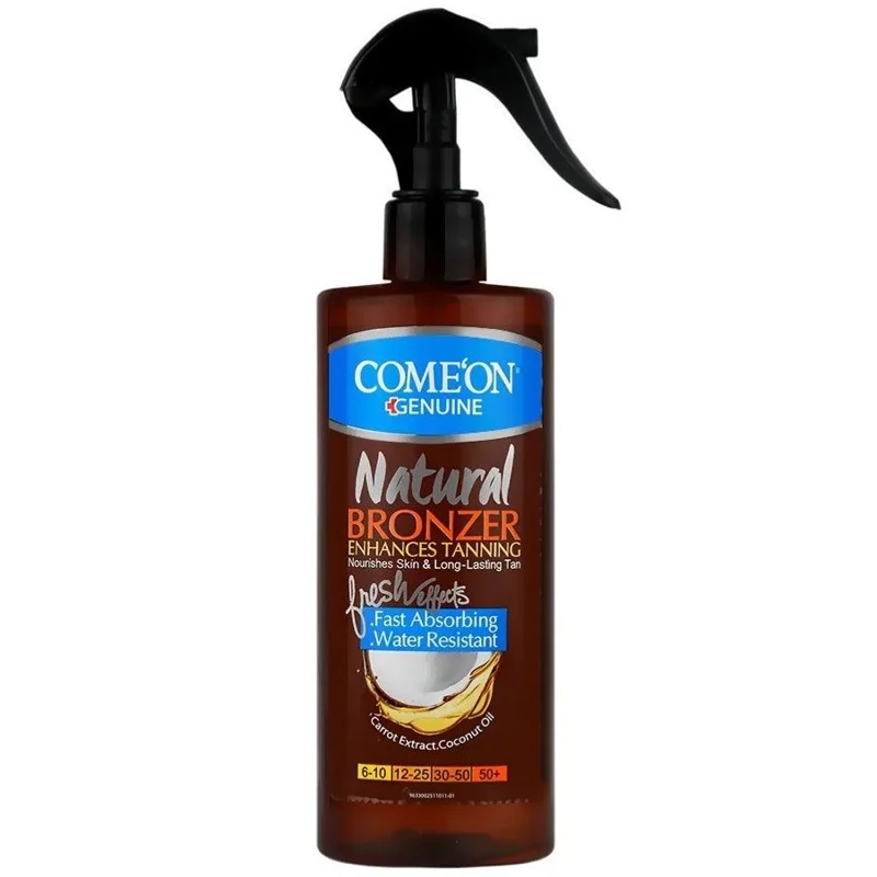 اسپری روغن برنزه کننده بدن کامان 400ml با SPF5 و عصاره های طبیعی - رنگ طلایی و محافظت از پوست