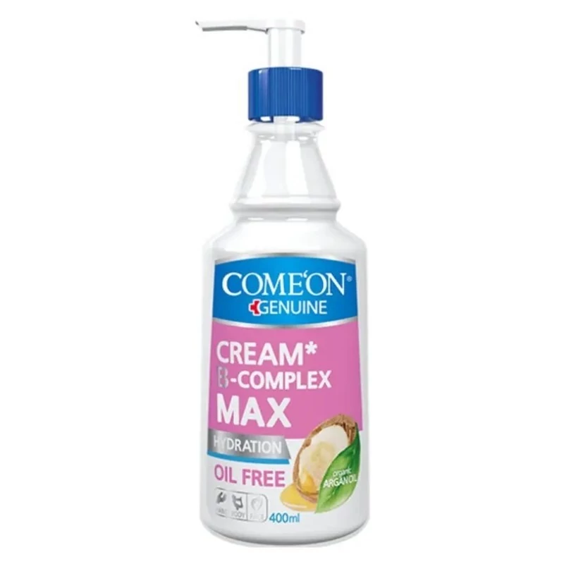 کرم آبرسان پمپی ب کمپلکس پوست چرب آرگان 400 میل کامان ComeOn - مرطوب کننده - بدون چربی - مناسب دست و صورت
