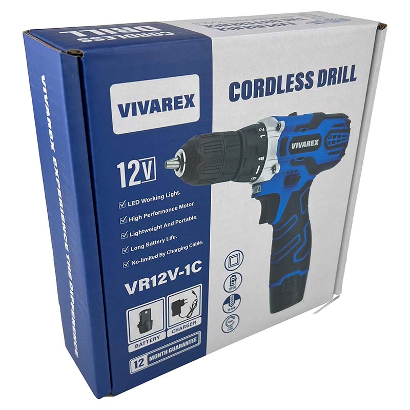 دریل پیچ گوشتی شارژی 12ولت تک باتری ویوارکس مدل VR12V-1C