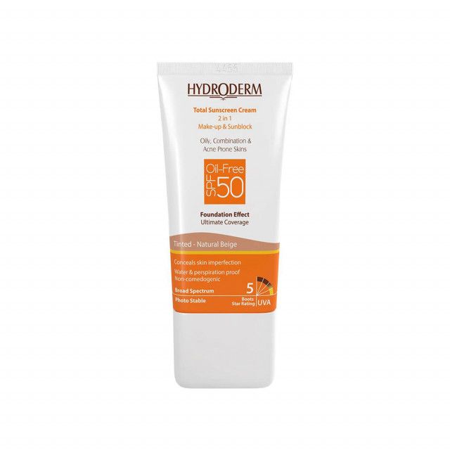 کرم ضد آفتاب فاقد چربی 2In1 هیدرودرم SPF50 حجم 40 میلی لیتر - بژ طبیعی