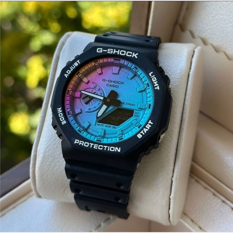 ساعت مچی مردانه جیشاک کاسیو Casio مشکی صفحه هفت رنگ