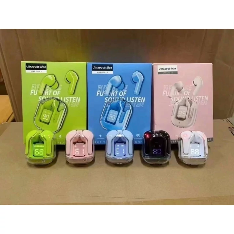 ایرپاد ultrapods max ورژن 5.3 نویز کنسلیشن دار ضد آب مدل شفاف در 5 رنگ متفاوت