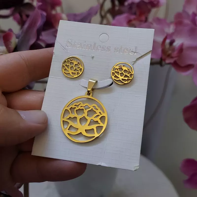 نیم ست فانتزی طرح گل تمام استیل رنگ ثابت