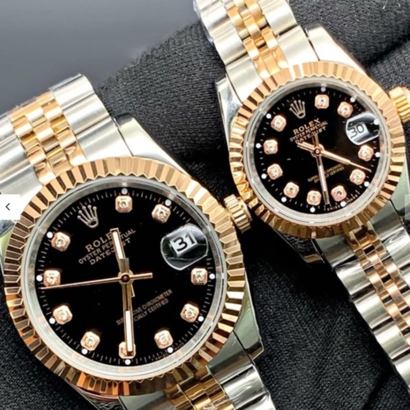 ساعت ست زنانه مردانه رولکس Rolex اصل موتور ژاپن صفحه مشکی
