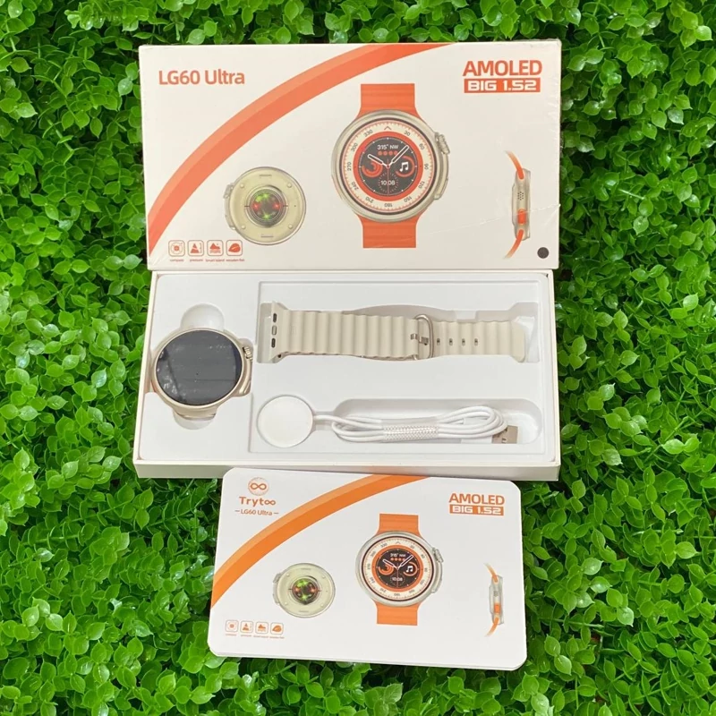 ساعت هوشمند smart watch مدل LG60 ultra ضد ضربه ضد آب وایرلس شارژ دارای دو نوع دستبند