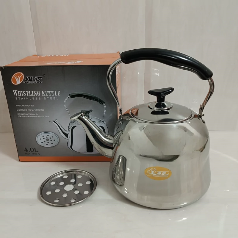 کتری استیل 4 لیتری آهنربا نگیر با صافی استیل و دسته نسوز