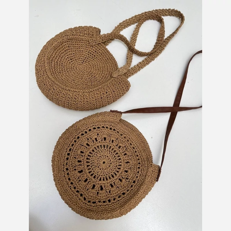 کیف گرد دست بافت  رافیا