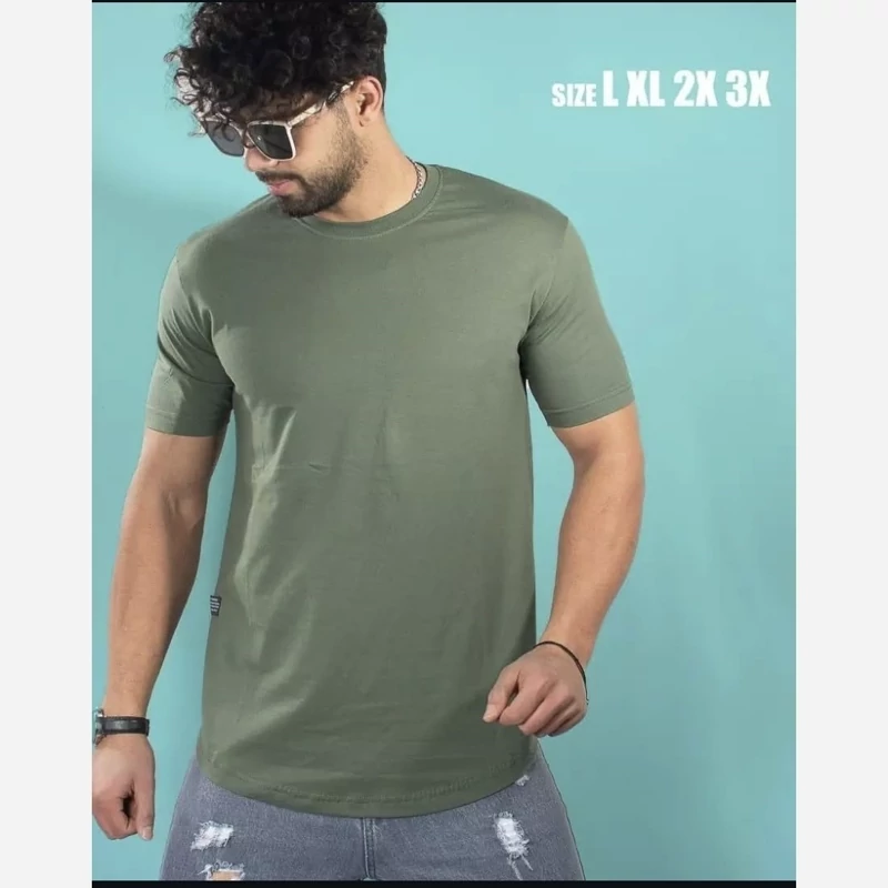 تیشرت ساده یقه آستین کش پنبه درجه یک
