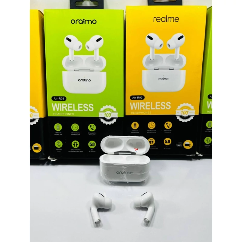 ایرپاد مارک دار مارک oraimo-realme ایرپاد پرو اصلی همراه با اشانتیون ویژه یک عدد کیف اصلی سیلکونی