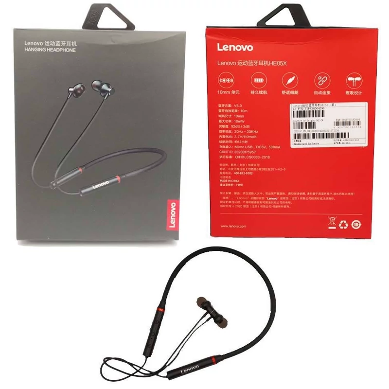 هندزفری گردنی بلوتوثی Lenovo مدل HE05Xرم خور و بلوتوث دار
