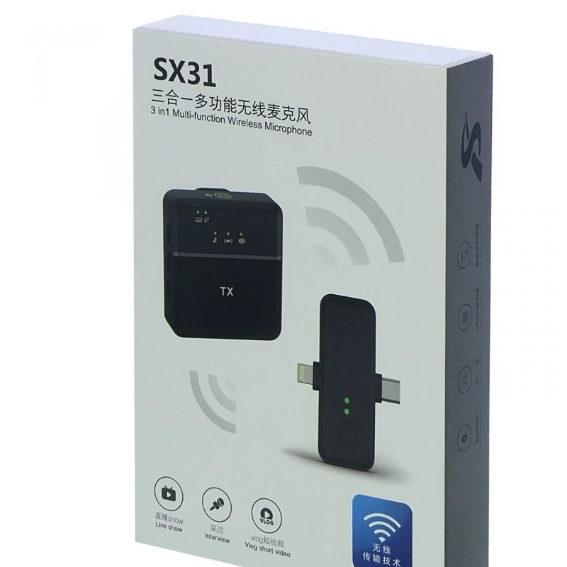 میکروفون یقه ایSX31 مدل تک کابره تک میکروفون دو کاره برای گوشی های آیفون و تایپ سی