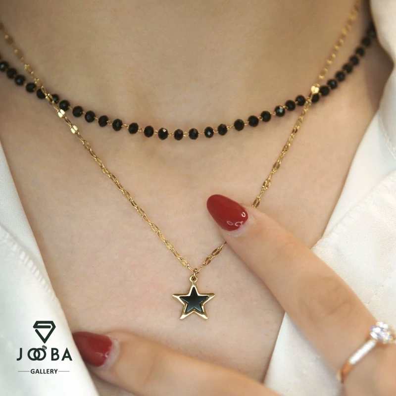 گردنبند سنگ مشکی پروانه ژوپینگ