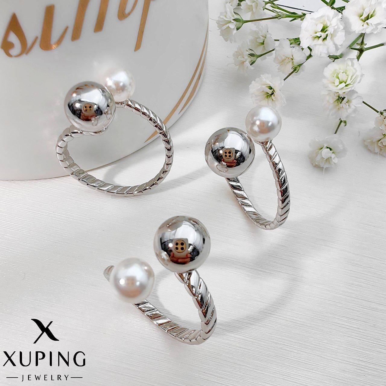 انگشتر ژوپینگ زنانه طرح توپی مروارید کد XA292