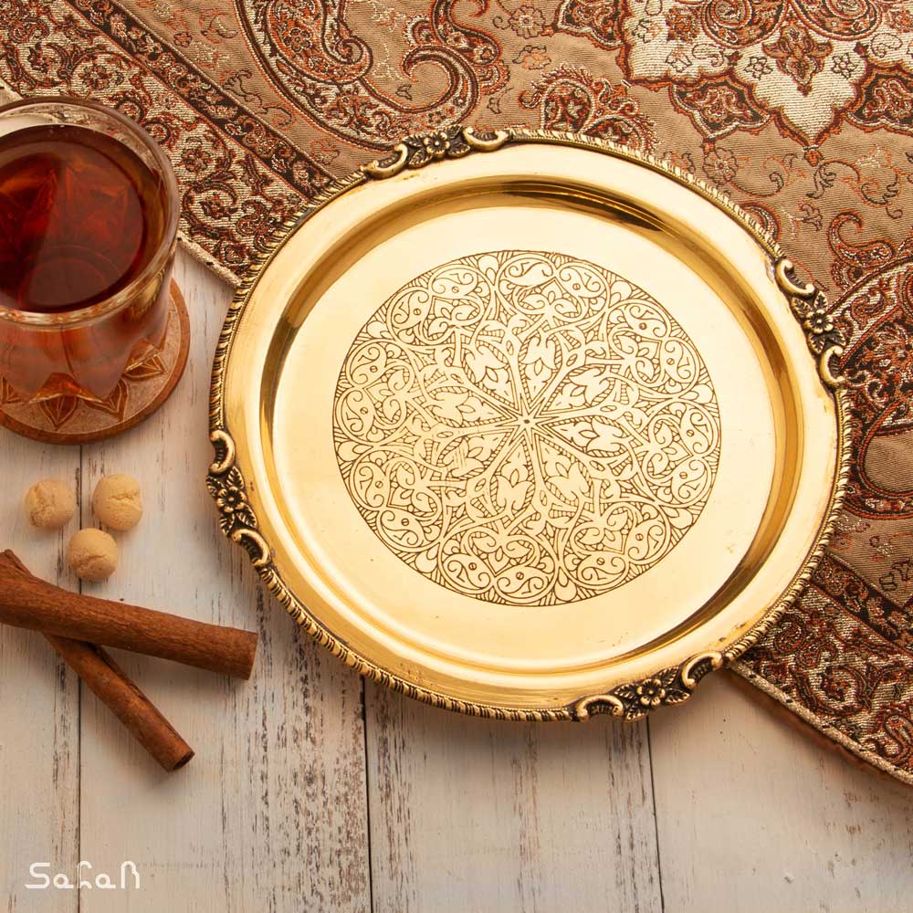 سینی قلیان برنجی آنتیک دایره ای سایز 1