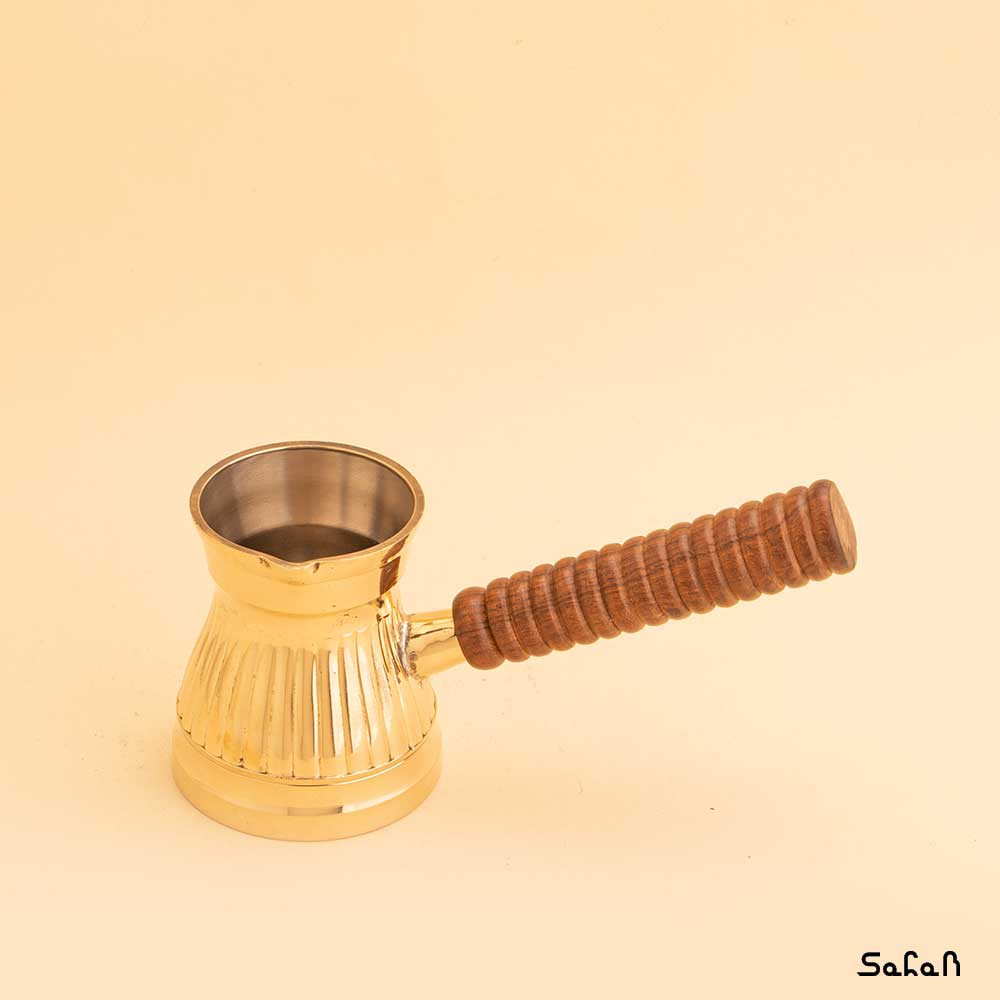 قهوه جوش برنجی طلایی بدون در مدل شیار سایز 2