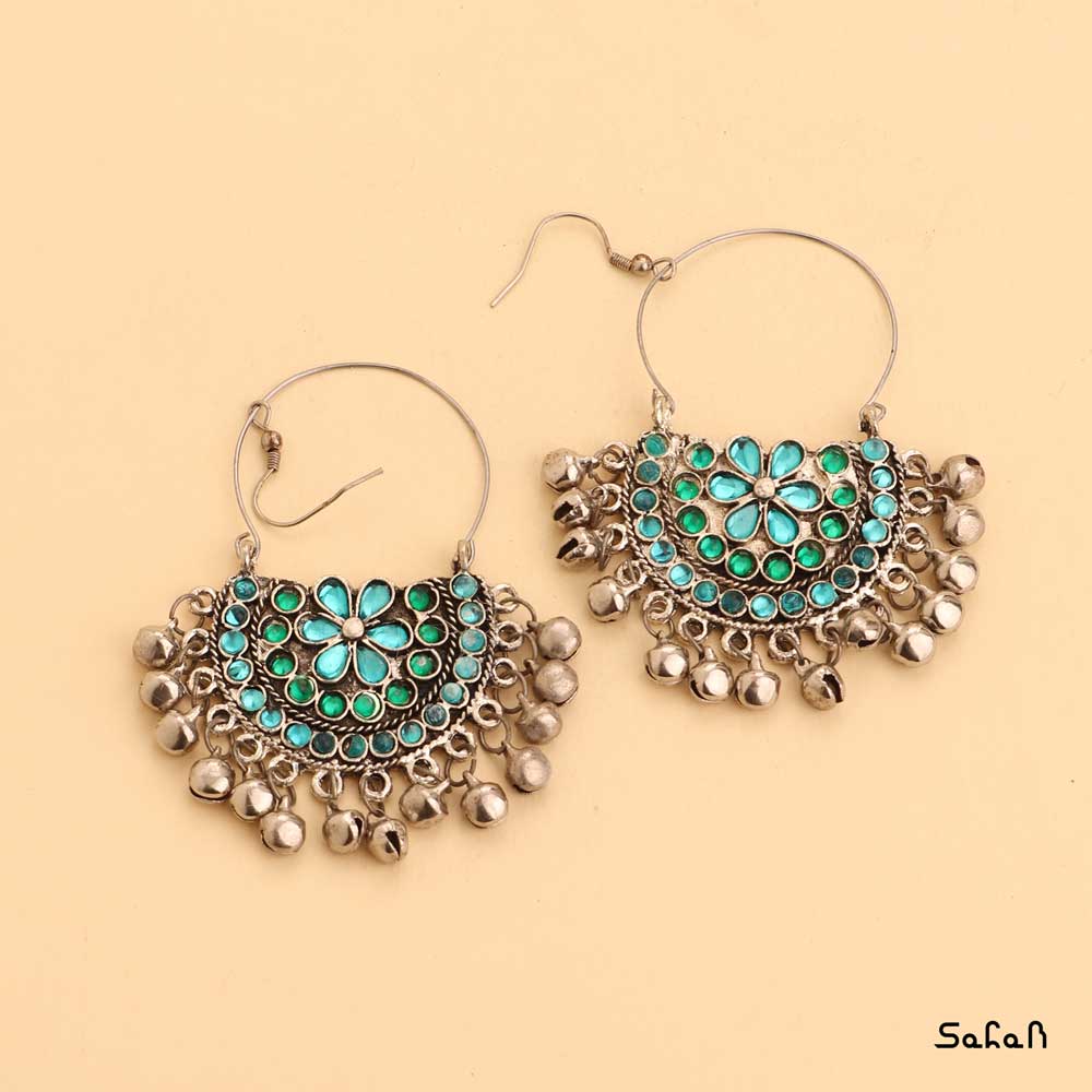 گوشواره منگوله دار قلاب دار هندی رنگی