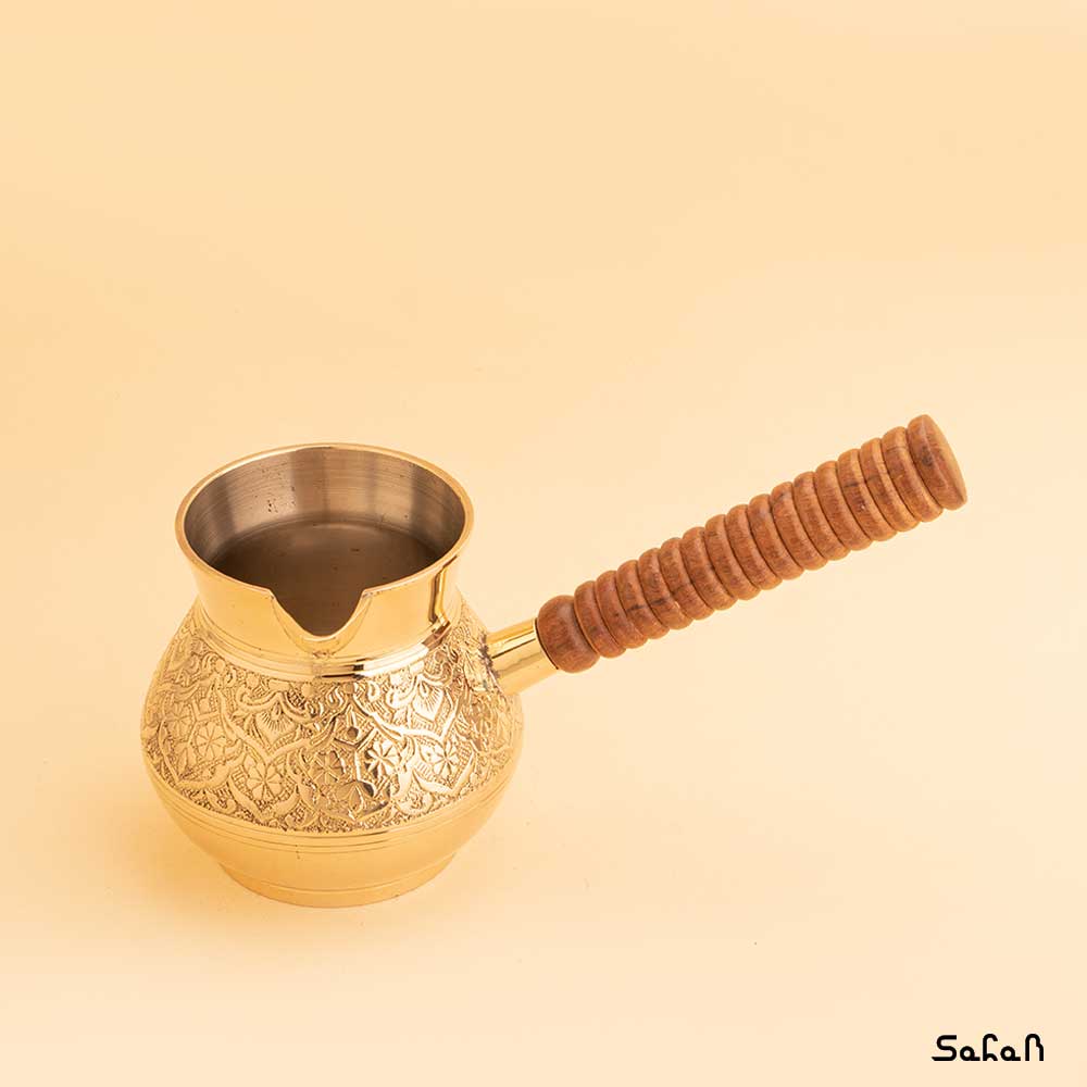 قهوه جوش برنجی طلایی بدون در مدل هل سایز 2