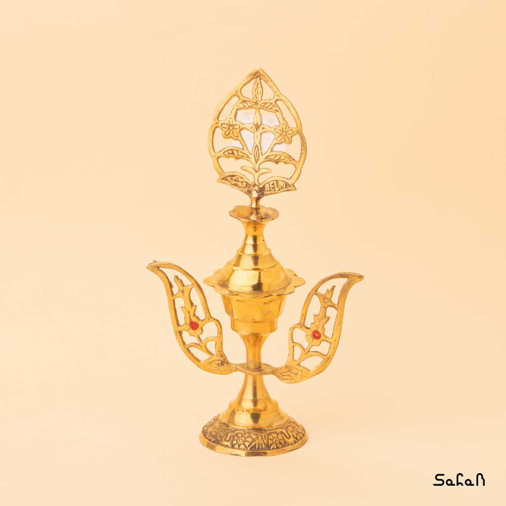 سرمه دان برنجی هندی طلایی مدل ثریا