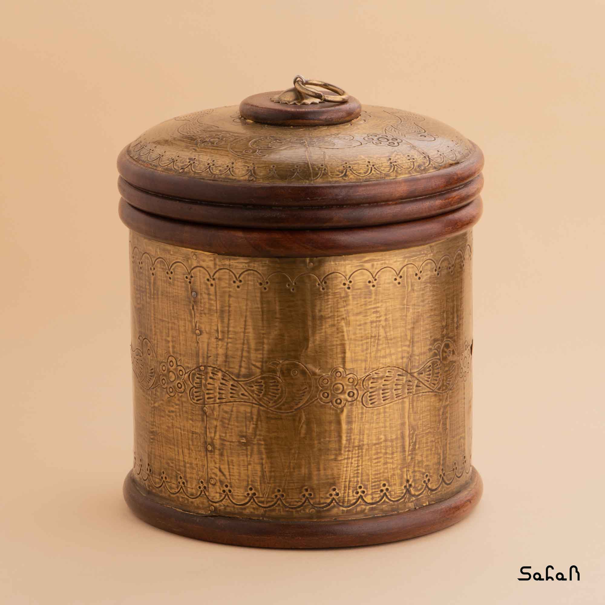 بانکه برنجی و چوبی طلایی مدل پرنده سایز 3