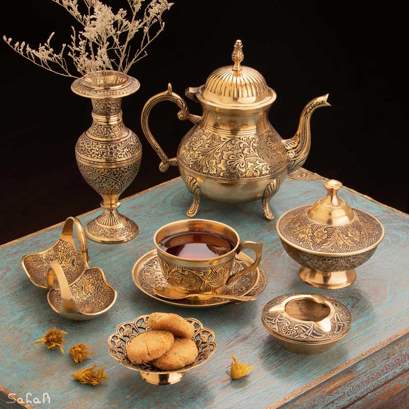 ست چای خوری برنجی طلایی کد 239