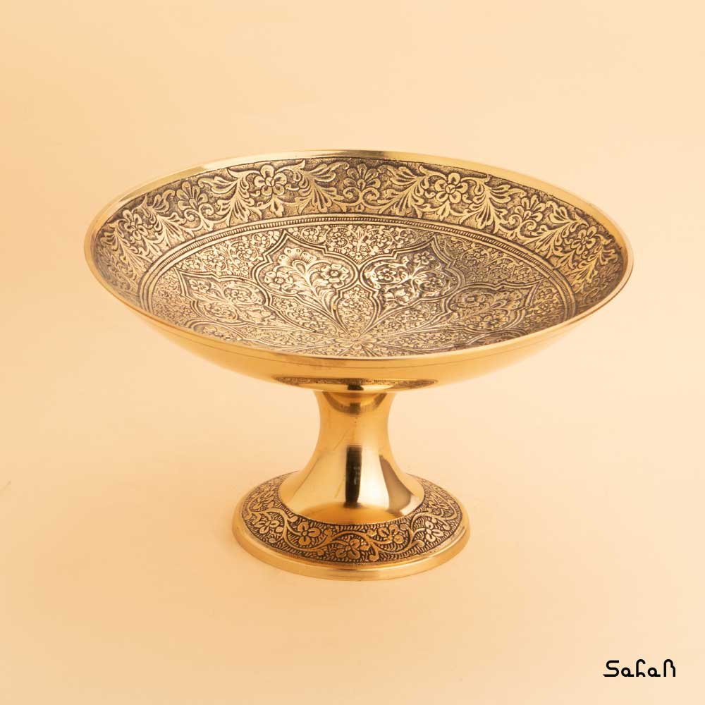 میوه خوری برنجی طلایی هندی پایه دار