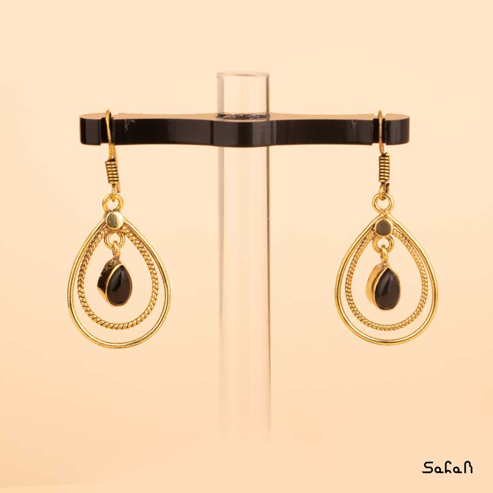 گوشواره هندی برنجی حلقه ایی مشکی