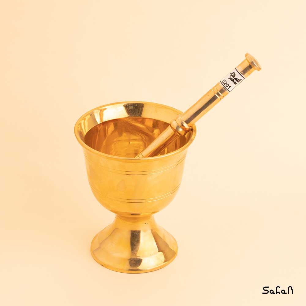 هاون برنجی طلایی مدل ساده