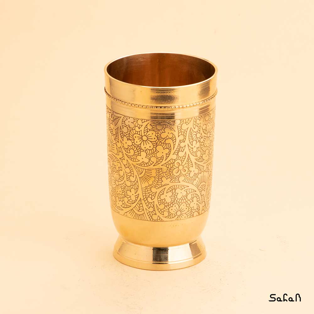 لیوان برنجی طلایی مدل ارکیده
