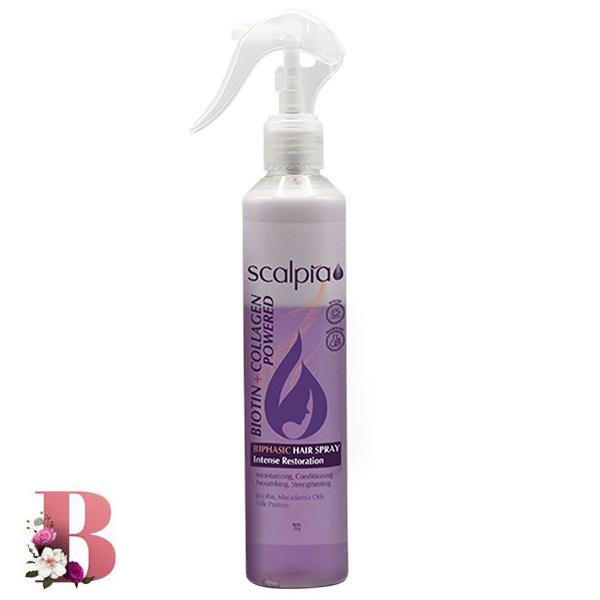 اسپری دوفاز مو بیوتین و کلاژن اسکالپیا 250 گرم | Scalpia Biotin And Collagen Biphasic Hair Spray 250 gr
