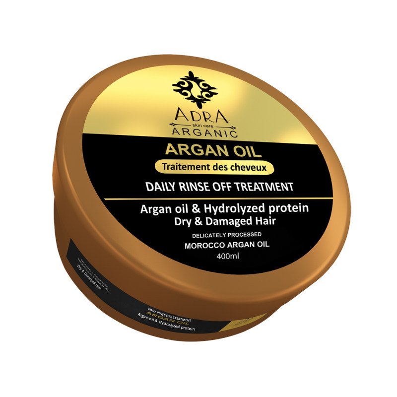 ماسک مو با آبکشی آدرا آرگانیک حاوی روغن آرگان 400 میلی لیتر | Adra Arganic Oil & Hydrolyzed Protein Hair Mask 400 ml
