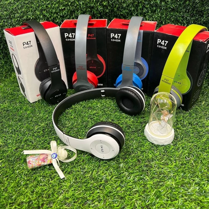 هدفون شارژی p47 ( هدفون هندزفری هدست ایرپاد بلوتوثی بی سیم سیمی شارژی مخصوص بازی گیمینگ طرح مدل p 47